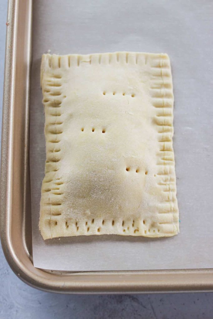 Puff pastry on a baking sheet lined with parchment paper. 