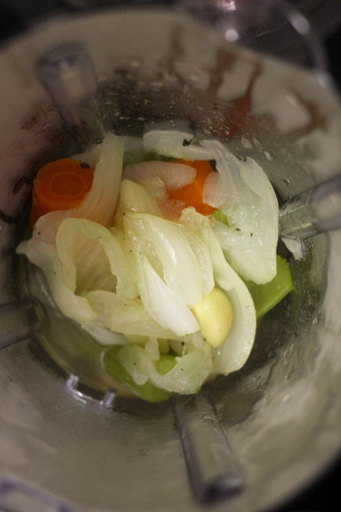 Tender vegetables in a blender. 