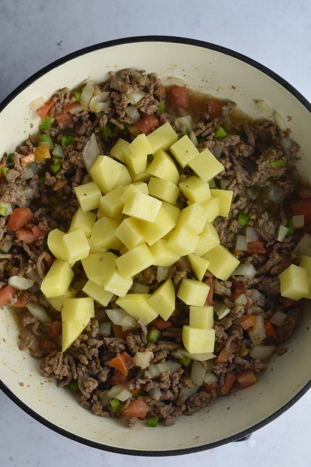 Potatoes added to the filling. 