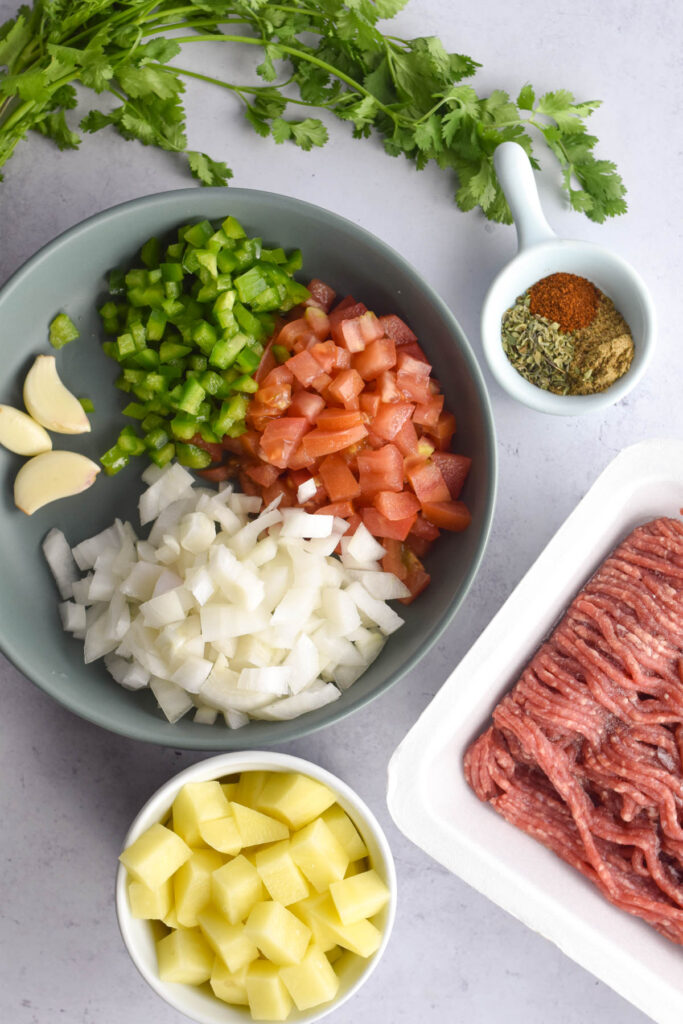 Ingredients needed for empanada filling. 